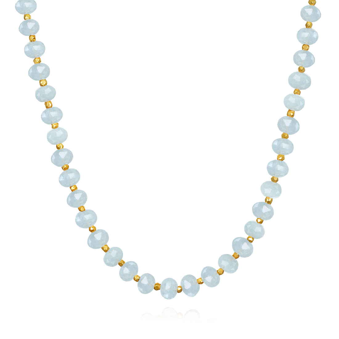 Aquamarine Oval Sparkle Necklace   : Gold Vermeil