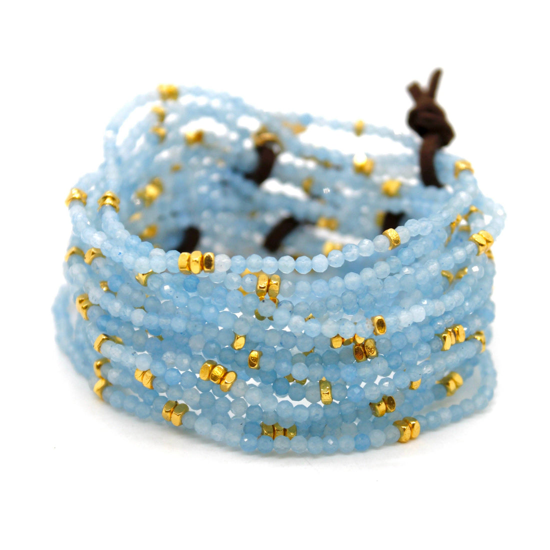 Luxury Mini Faceted Aquamarine Stone Bracelet - BC-603
