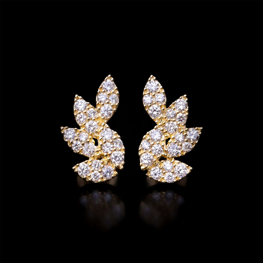 Diamond Leaf Earrings YG