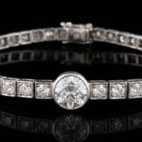 Platinum Vintage Bezel Diamond Bracelet, 2.70CT