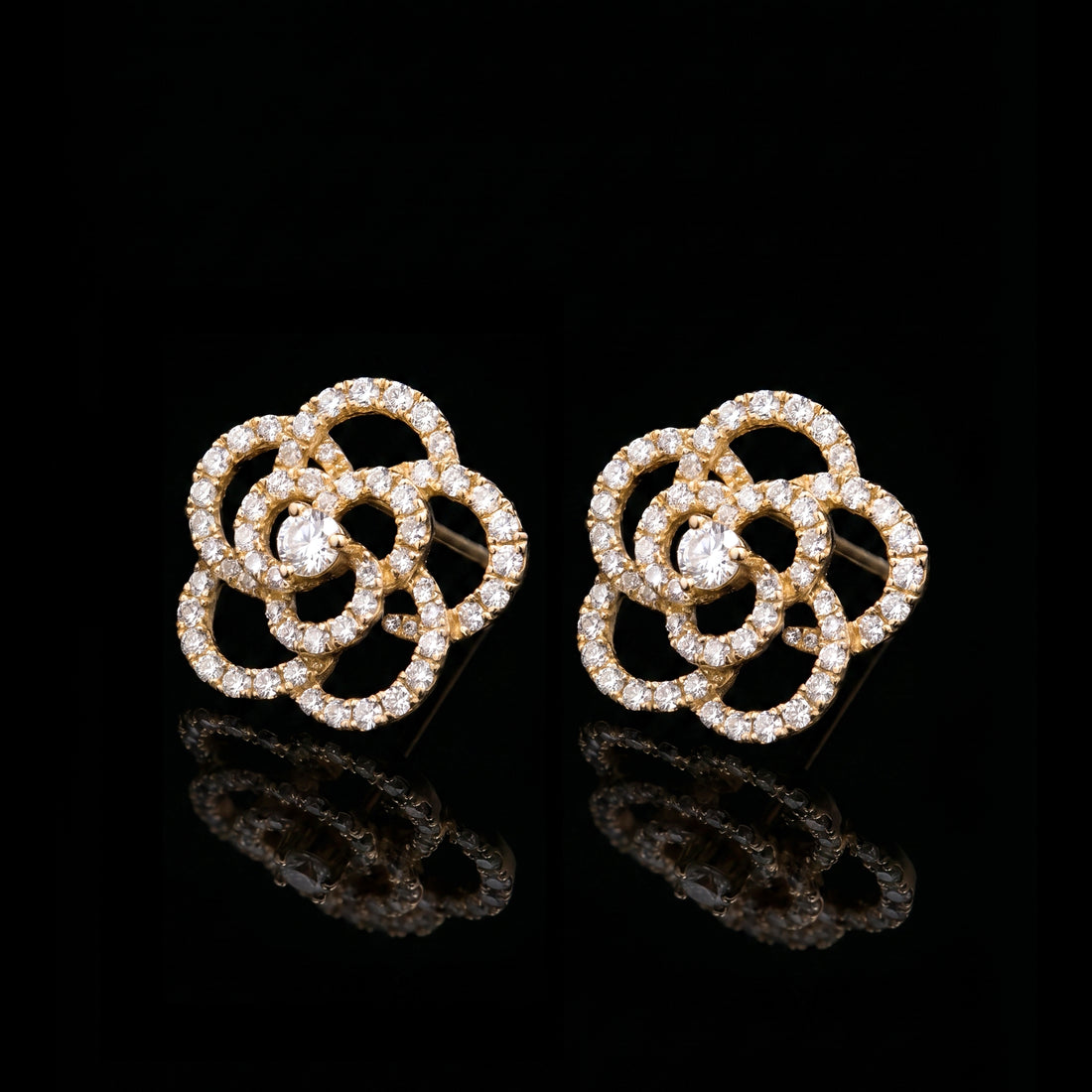 Pavé Diamond Floral Earrings