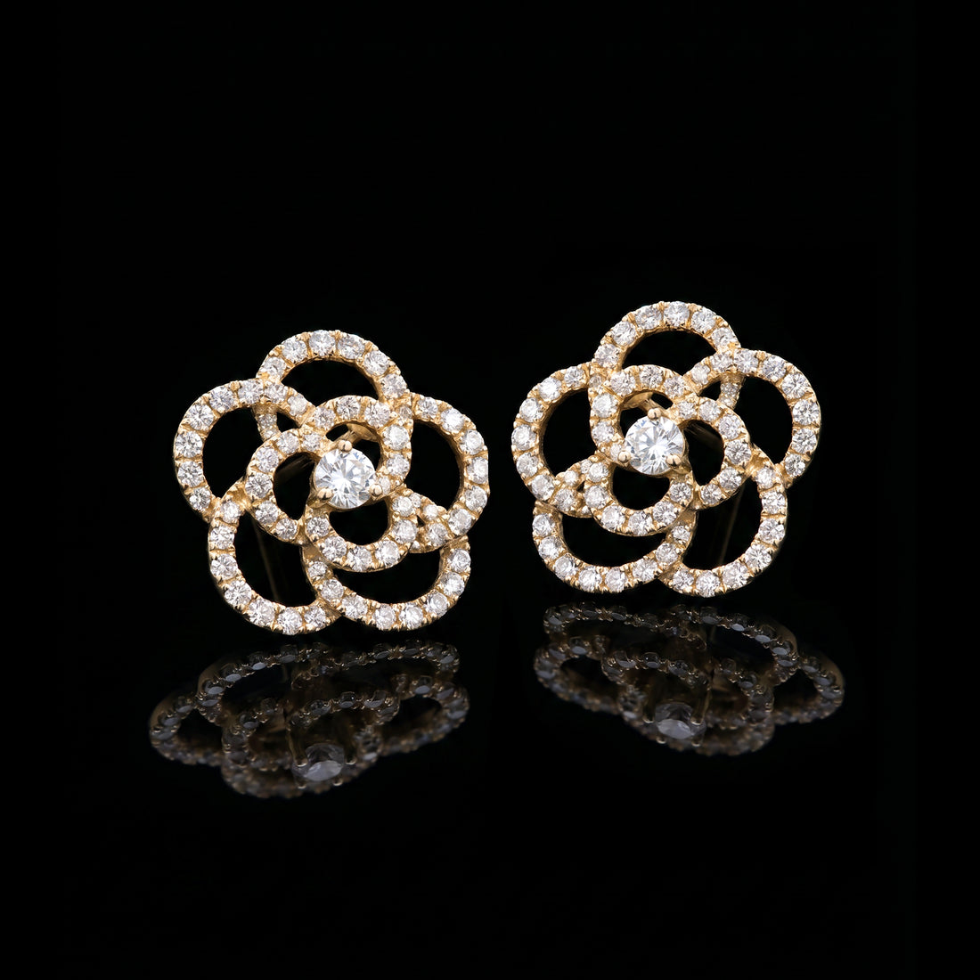 Pavé Diamond Floral Earrings