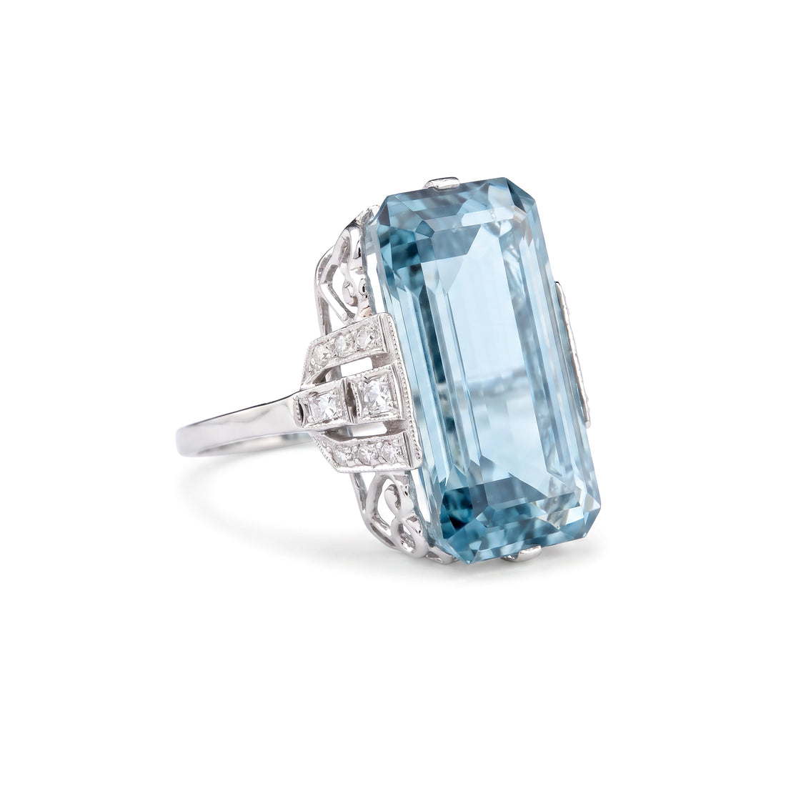 Aquamarine and Diamond Ring