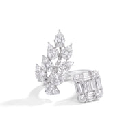 Leaf & Baguette Invisible Set Diamond Ring