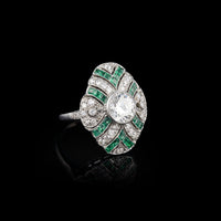 Platinum Handmade Emerald and Diamond Ring