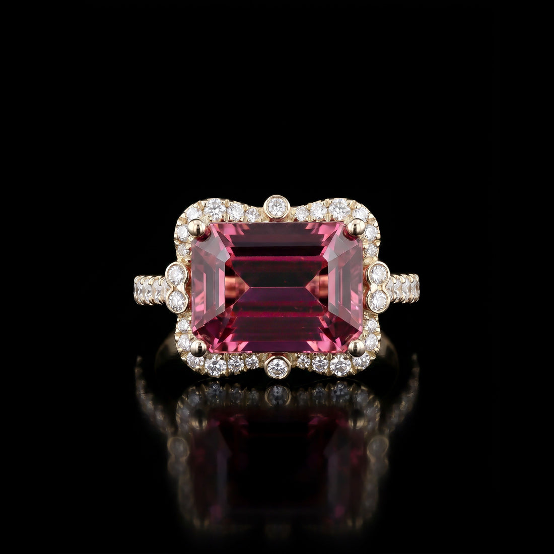 14K YG Pink Tourmaline and Diamond Ring, 5.83CT