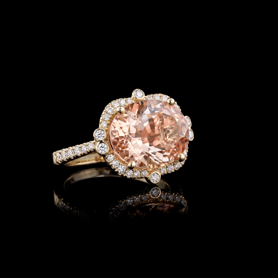 14K YG Pink Morganite and Diamond Ring, 5.33CT
