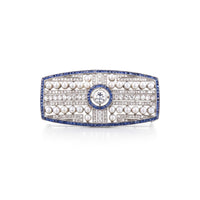 Deco Sapphire, Pearl, and Diamond Broche