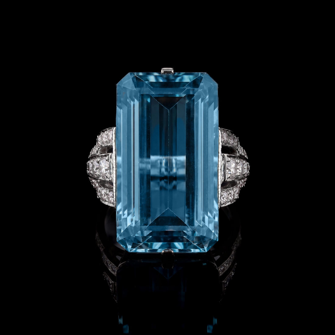 14K WG 19.75CT Aquamarine and Diamond