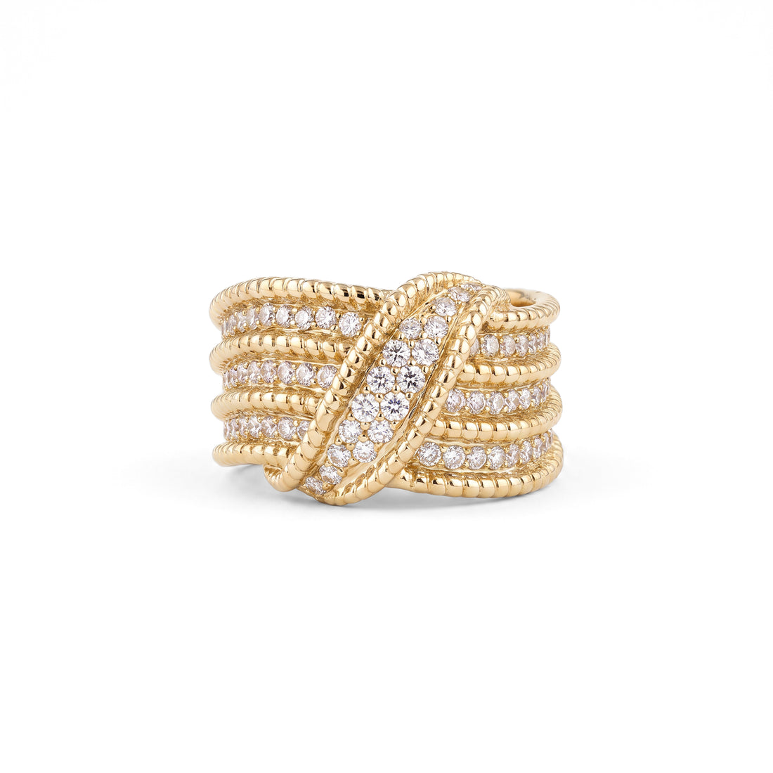 Pavé Diamond Scalloped Ribbon Band