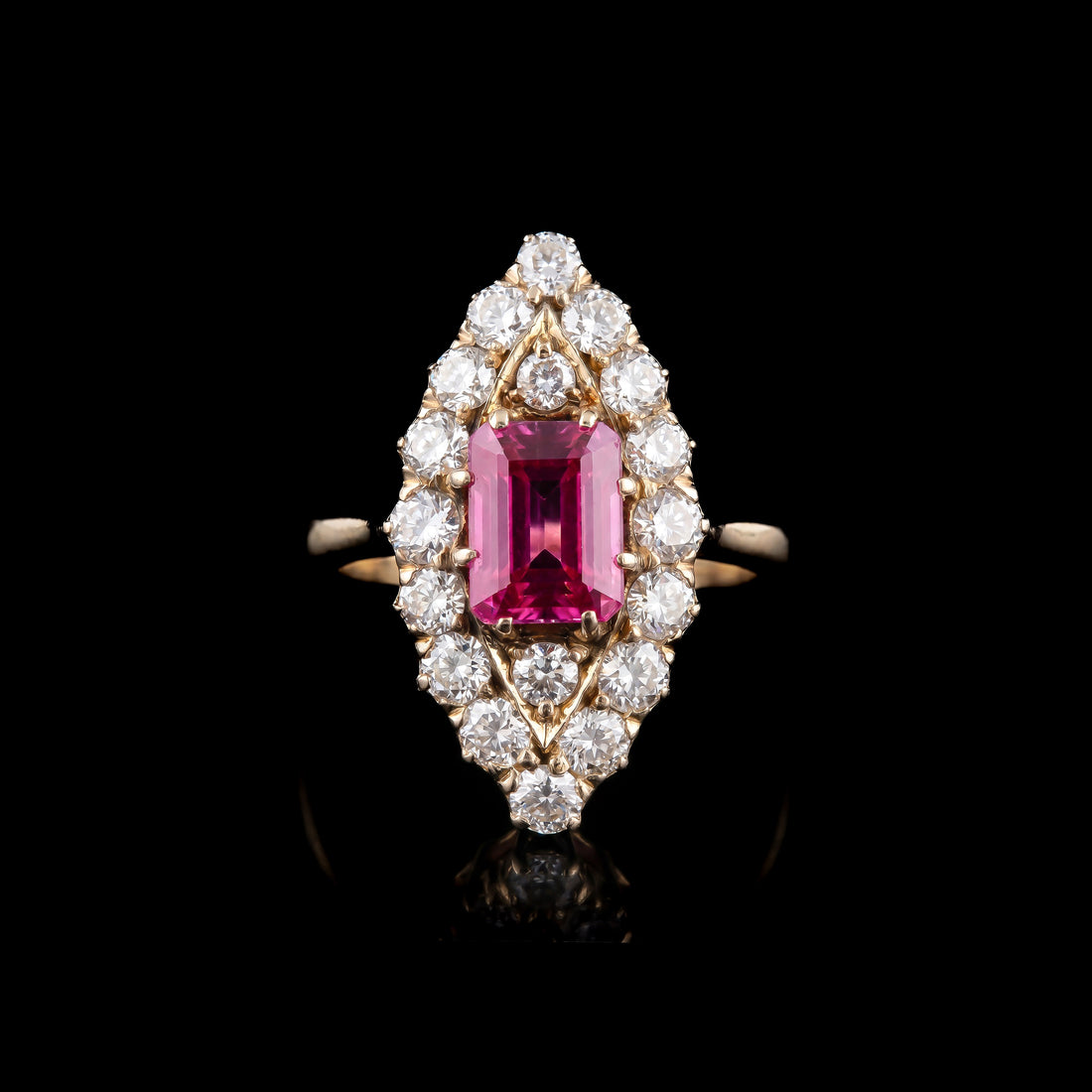 Vintage Art Deco Burma Ruby Diamond Ring