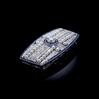Deco Sapphire, Pearl and Diamond Broche