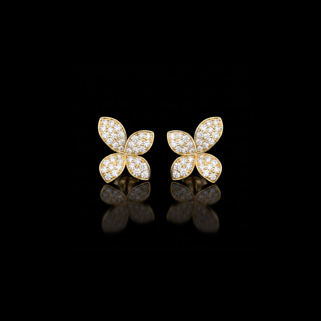 Extra Small Pavé Diamond Flower Earrings