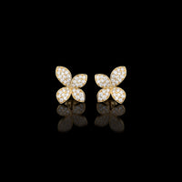 Extra Small Pavé Diamond Flower Earrings