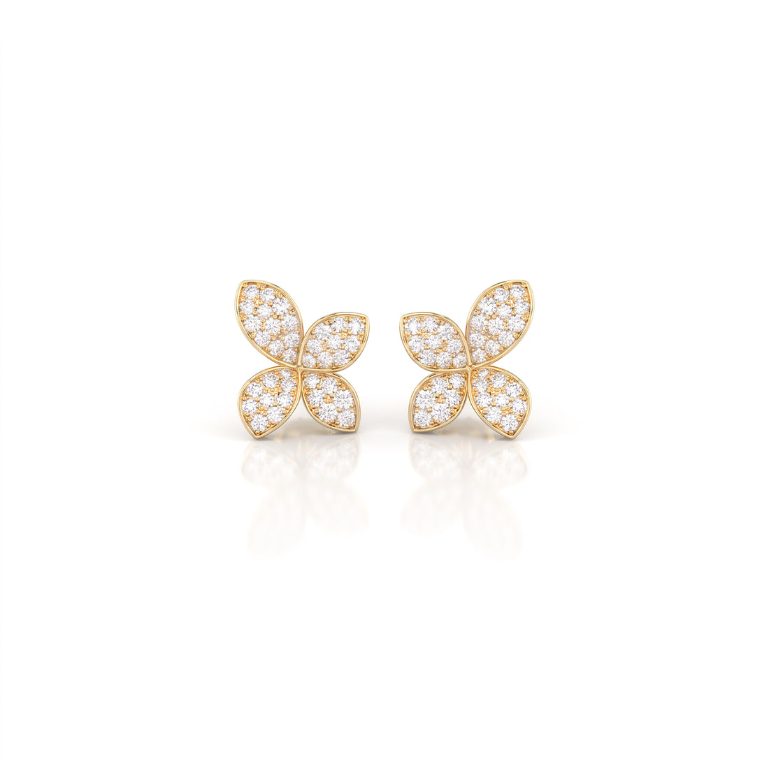 Extra Small Pavé Diamond Flower Earrings