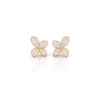 Extra Small Pavé Diamond Flower Earrings