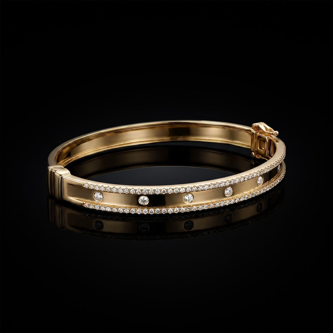 14K YG Diamond bangle, 0.98CT