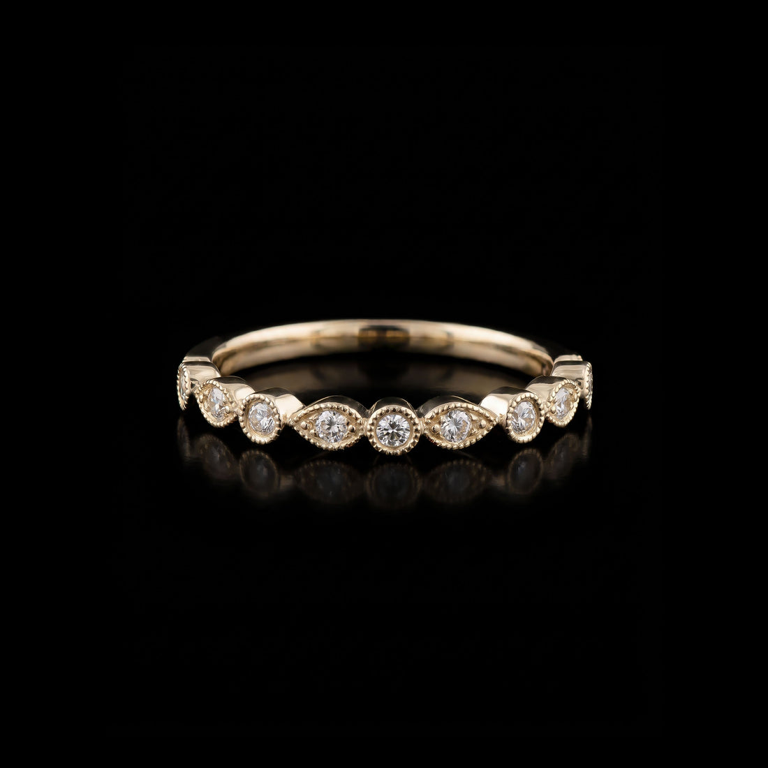 Vintage Style Diamond with Filagree 0.23 Ct Diamond YG