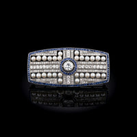 Deco Sapphire, Pearl and Diamond Broche