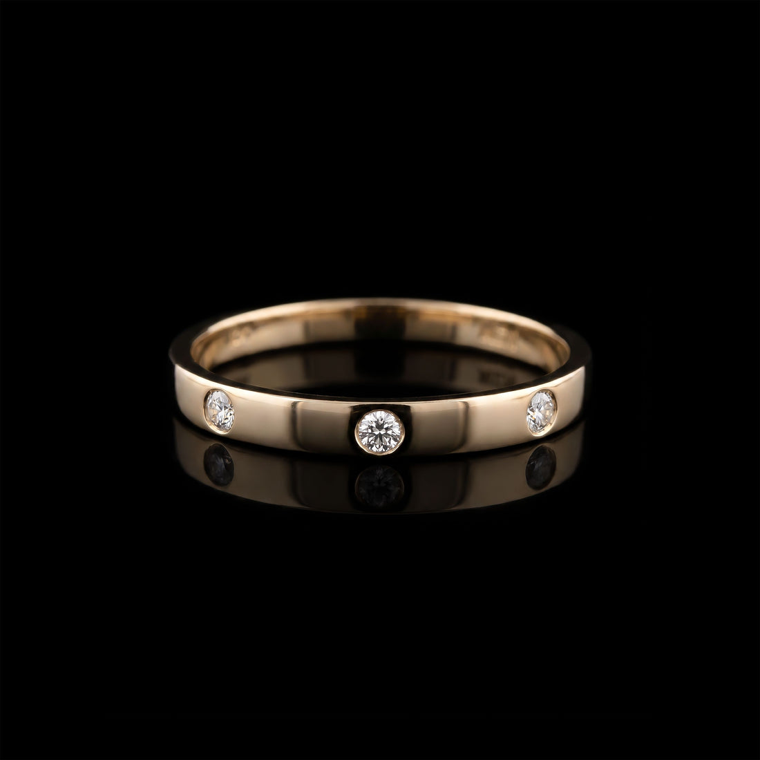 14K YG Ring with 5 Round Diamonds, 0.10CT