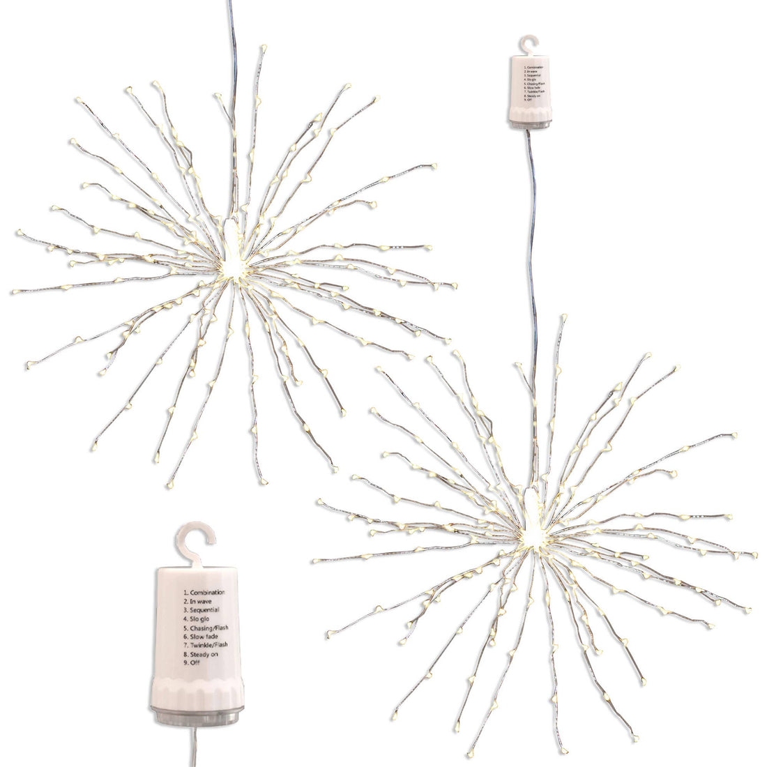 Battery Operated Starburst Lights With Remote Control, White