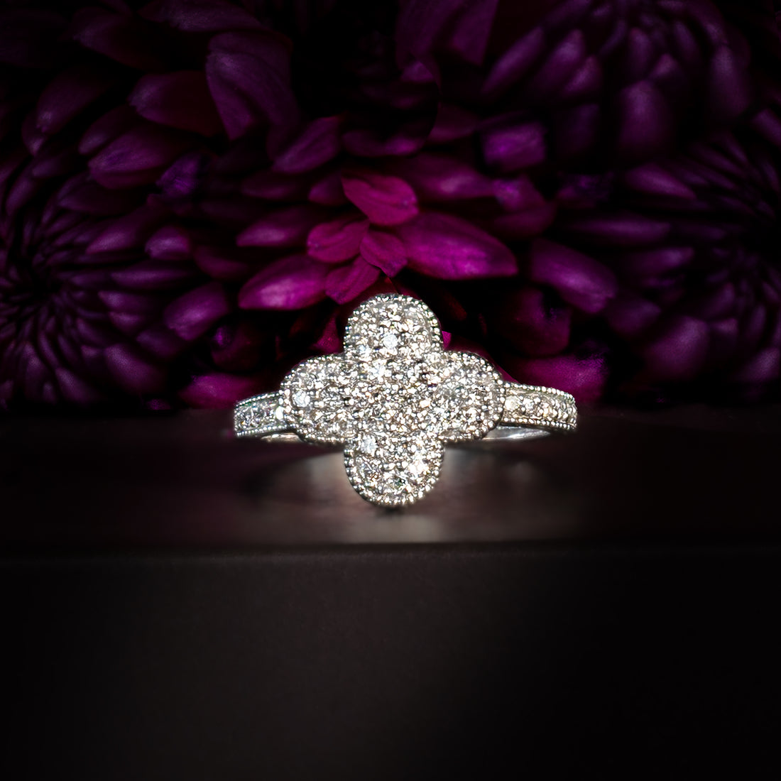 Anthea Le Jardin Flower Pave Diamond Ring