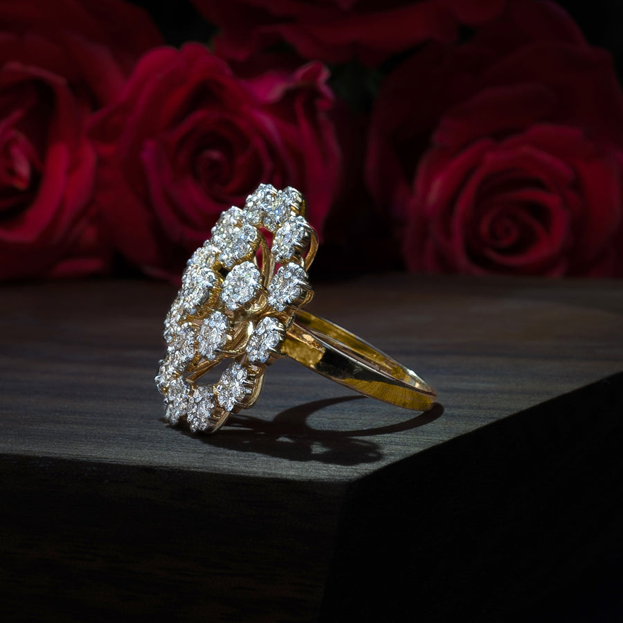 Anthea Le Jardin Large Diamond Flower Ring Side View