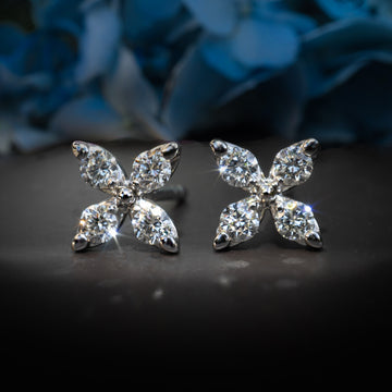 Anthea Le Jardin Flower Diamond Earrings White Gold