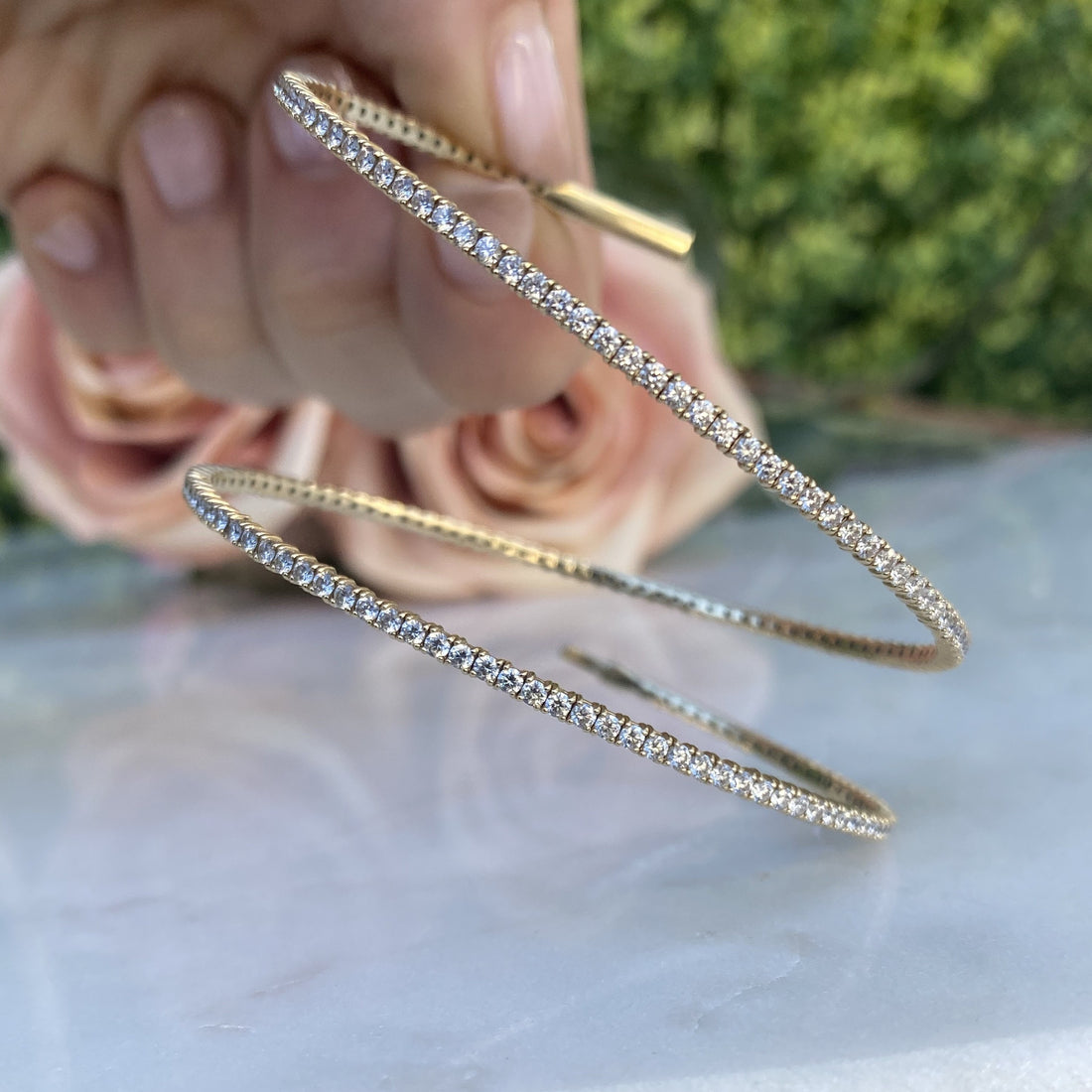 Double Row Diamond Flex Bangle